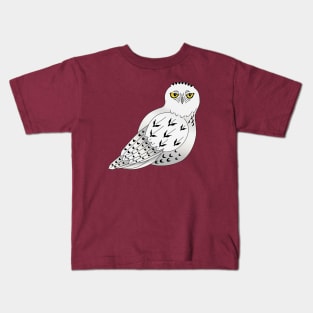 Snowy Owl with Big Yellow Eyes Kids T-Shirt